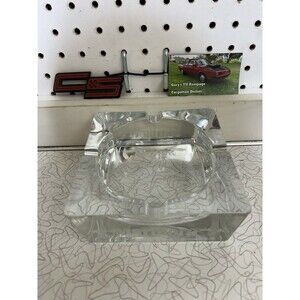 Vintage 1970s Crystal Glass Marlboro Ashtray SIGNED Collectors Item 5-Pounds!